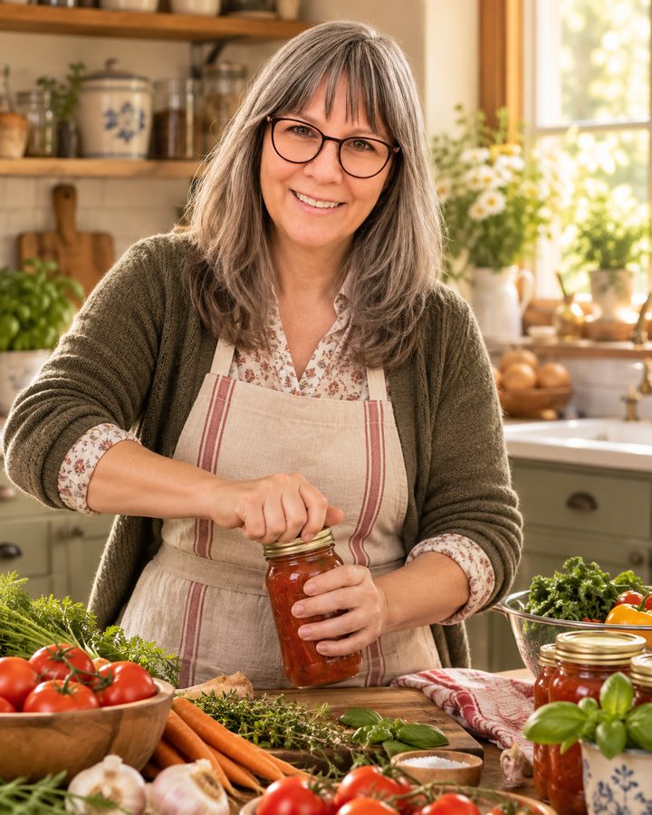 Marion Schanné beim Einmachen und Fermentieren in der Küche